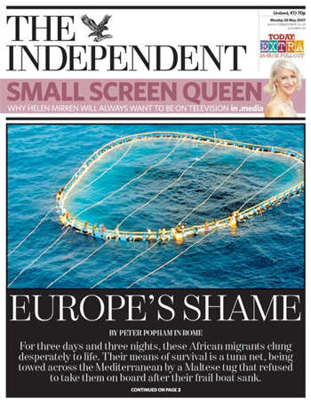 Titel Independent: Europe's Shame