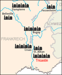 Geographische Lage des AKW Tricastin