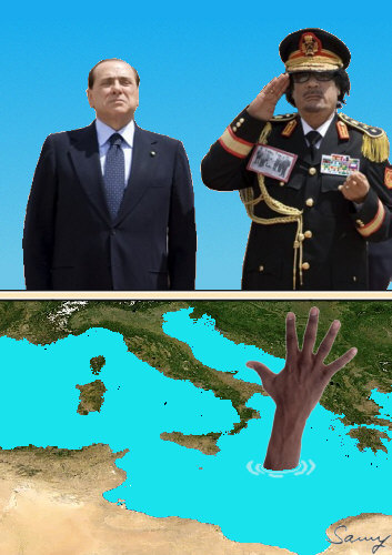 Berlusconi und Gaddafi