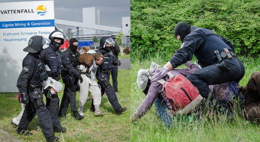Polizei-bergriffe gegen Klima-AktivistInnen, Braunkohle-Tagebau Welzow-Sd - Foto: Ende Gelnde - Creative-Commons-Lizenz Nicht-Kommerziell 3.0