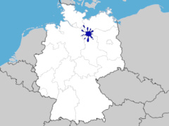 Gorleben-Fleck auf weißer D-Karte - Grafik: Samy