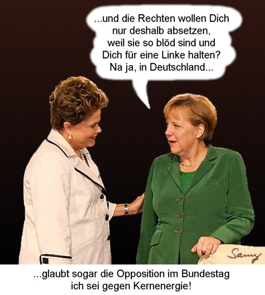Merkel und Rousseff - Karikatur: Samy