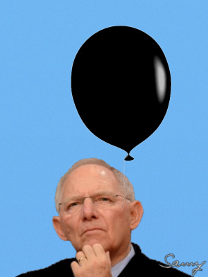 Schäubles schwarze Null 2014 - Karikatur: Samy