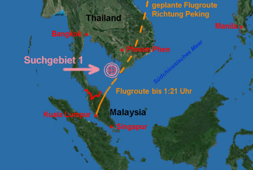 Suchgebiet 1, MH370 - Grafik: N.R.