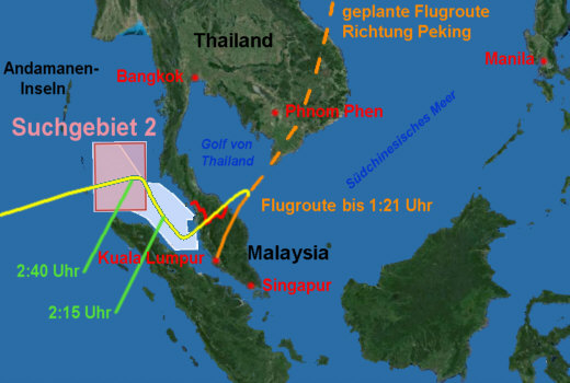 Suchgebiet 2, MH370 - Grafik: N.R.