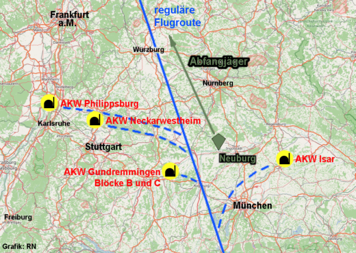 Terror-Alarm - 4 AKW in Süddeutschland bedroht- Grafik: Regenbogen Nachrichten