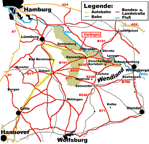 Überblick Streckenabschnitt Lüneburg - Dannenberg - Gorleben