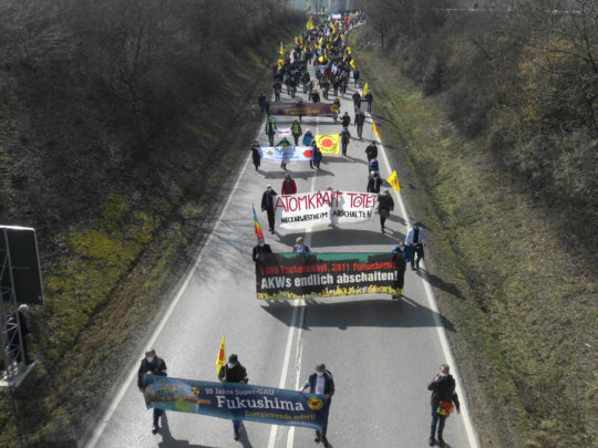 Demo am AKW Neckarwestheim, 7.03.2021 - Foto: Klaus Schramm - Creative-Commons-Lizenz Namensnennung Nicht-Kommerziell 3.0