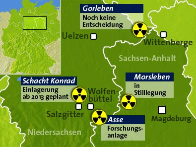 Morsleben, Schacht Konrad, Asse II und Gorleben