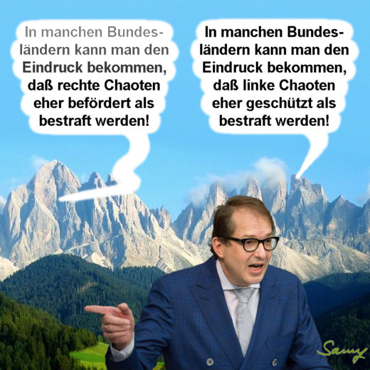 Alexander Dobrindt und sein Chaos-Echo - Karikatur: Samy - Creative-Commons-Lizenz Namensnennung Nicht-Kommerziell 3.0