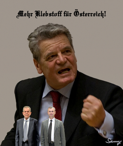 Gauck für Österreich - Karikatur: Samy - Creative-Commons-Lizenz Nicht-Kommerziell 3.0