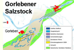 Salzstock Gorleben - westlich und stlich der Elbe