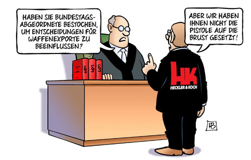 Landschaftspflege durch Heckler&Koch - Karikatur: Harm Bengen