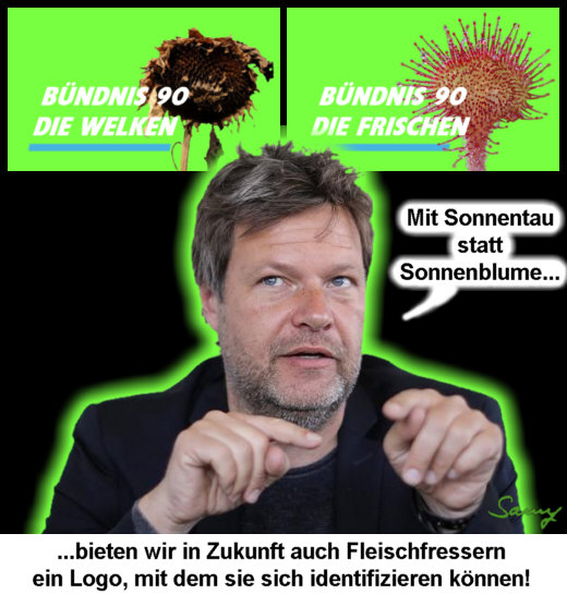 Habeck ruft seine Partei zu Image-Wechsel auf - Karikatur: Samy - Creative-Commons-Lizenz Namensnennung Nicht-Kommerziell 3.0