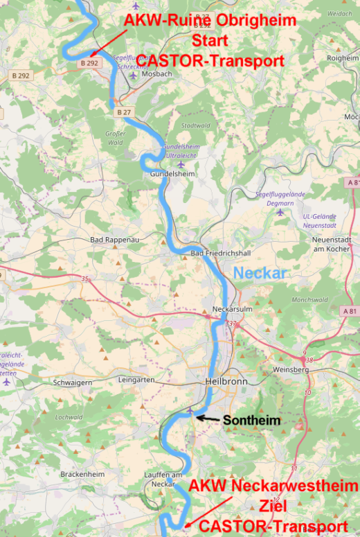 Karte Neckar-CASTOR 2017, Sontheim, 16.11.2017 - Grafik: RN - Creative-Commons-Lizenz Namensnennung Nicht-Kommerziell 3.0