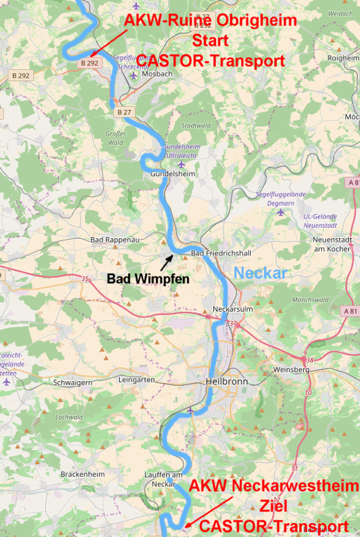 Karte Neckar-CASTOR 2017 - Grafik: RN - Creative-Commons-Lizenz Namensnennung Nicht-Kommerziell 3.0