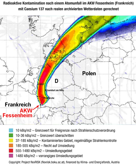 AKW Fessenheim, Super-GAU - Grafik: Project flexRISK - Creative-Commons-Lizenz Namensnennung Nicht-Kommerziell 3.0