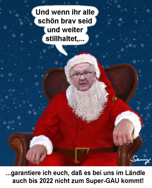 Kretschmann als Weihnachtsmann - Grafik: Samy - Creative-Commons-Lizenz Namensnennung Nicht-Kommerziell 3.0