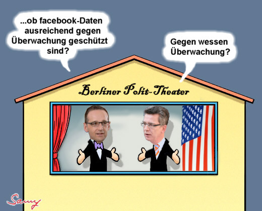 Maas, de Maizière und der facebook-Schutz - Karikatur: Samy