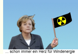 Merkel mit Fhnchen im Wind