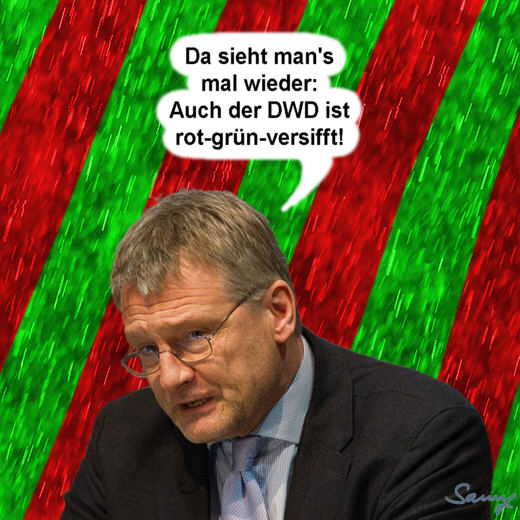 Jrg Meuthen und der rot-grn-versiffte Deutsche Wetterdienst - Grafik: Samy - Creative-Commons-Lizenz Namensnennung Nicht-Kommerziell 3.0