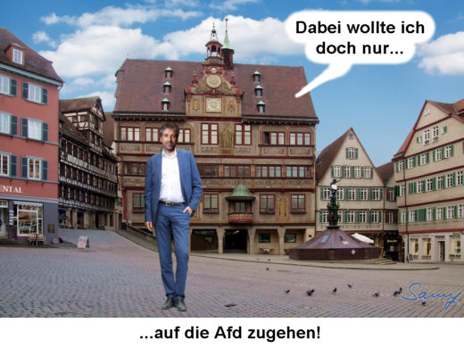 Wie Boris Palmer die AfD aus Tbingen verjagte - Karikatur: Samy - Creative-Commons-Lizenz Namensnennung Nicht-Kommerziell 3.0