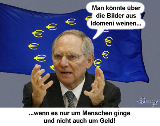 Schäuble könnte weinen... - Karikatur: Samy - Creative-Commons-Lizenz Nicht-Kommerziell 3.0