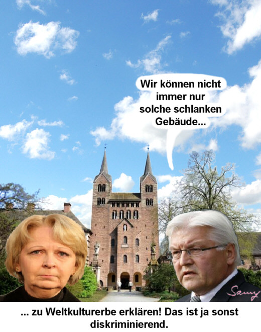 Kloster Corvey: Steinmeier mahnt... - Karikatur: Samy