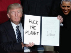 Donald Trump: Fuck the planet - Grafik : Samy (nach einer Idee von KFMW, Ronny Kraak) - Creative-Commons-Lizenz Namensnennung Nicht-Kommerziell 3.0