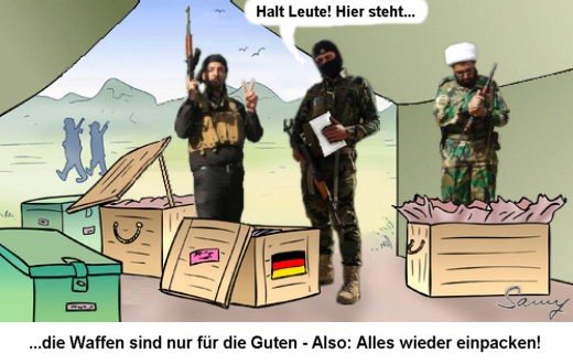 Deutsche Waffen fr die Guten - Karikatur: Samy