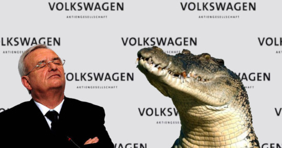 VW-Chef Winterkorn mit Krokodil