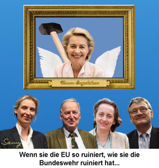 Die Wunschkandidatin der AfD: Ursula von der Leyen - Karikatur: Samy - Creative-Commons-Lizenz Namensnennung Nicht-Kommerziell 3.0